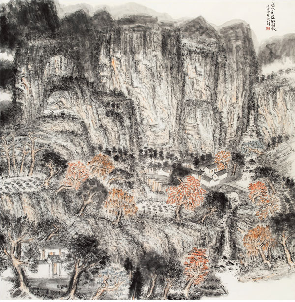 桂行创《逢人乐道故园秋》196x196cm-中国画.jpg