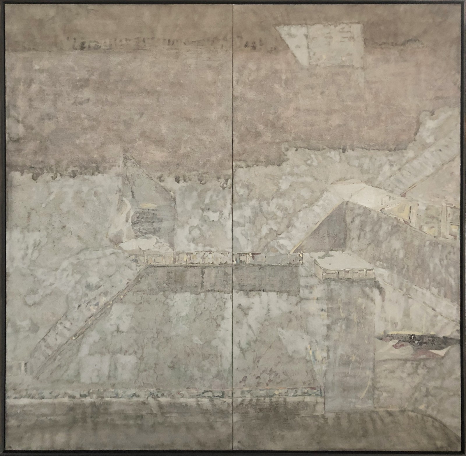 張晨风《长乐坡》宣纸矿物色、色素、珐琅、香灰，尺寸：180x180cm.jpg