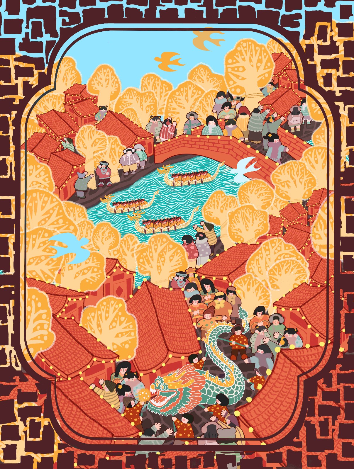 陈婷玮 （河南）《阖家邻里团圆乐》106×80cm.jpg